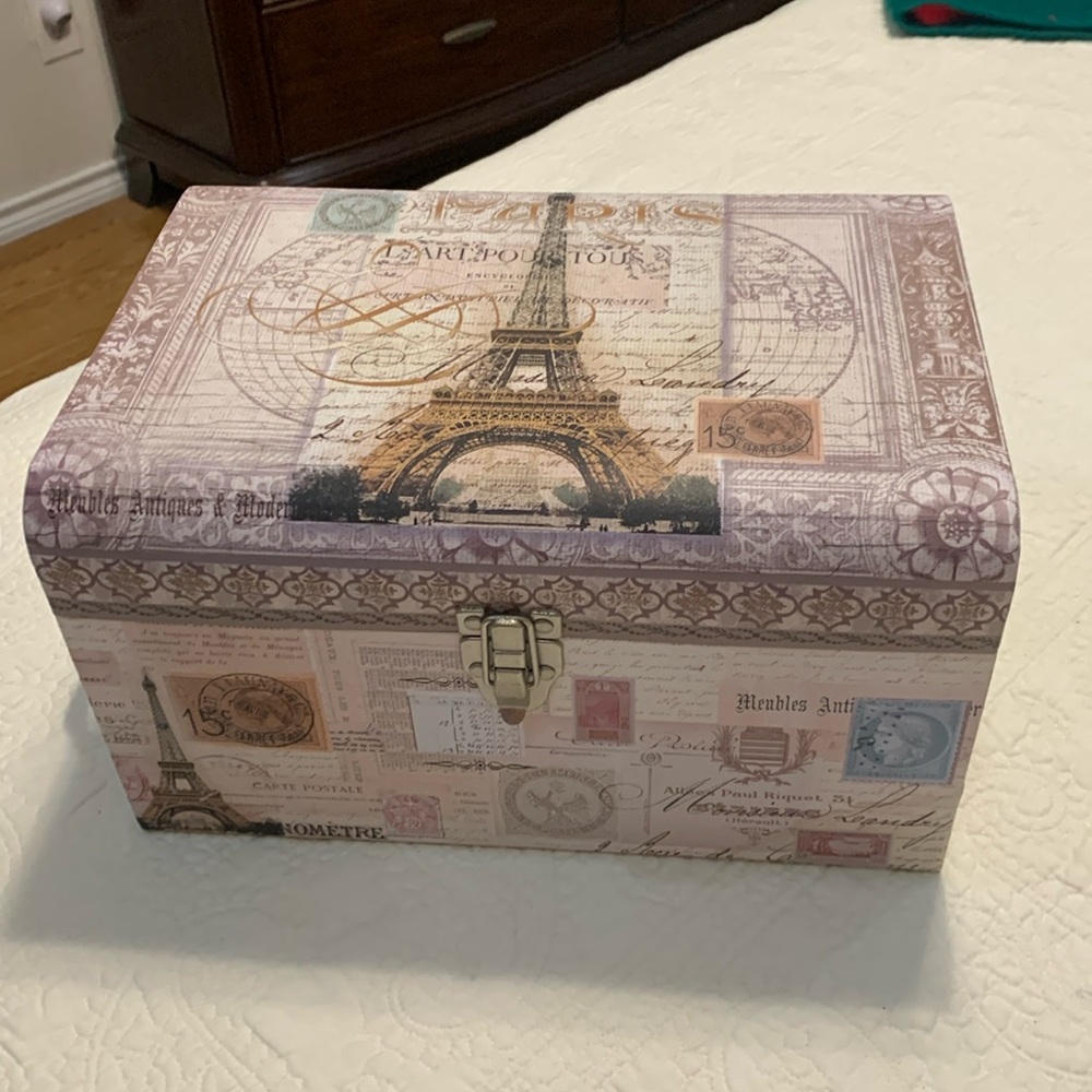 Paris French Theme Storage Large Box with Metal Closure